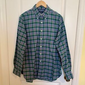 Ralph Lauren Men’s Button Down Shirt LG Plaid Green Purple Preppy Vintage 2010s